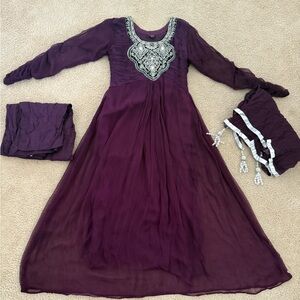 Purple and silver Pakistani Indian dress